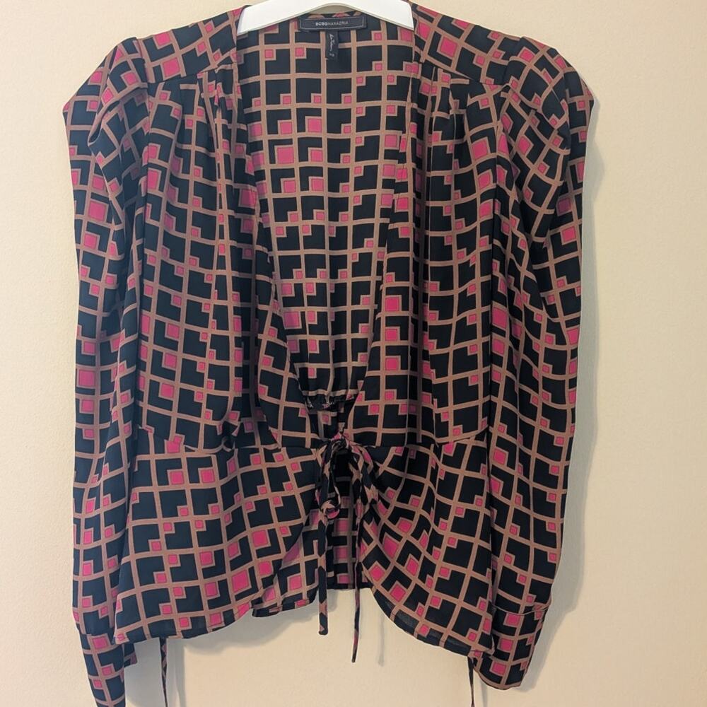 BCBGMAXAZRIA Geometrical Square Design Multicolor Top